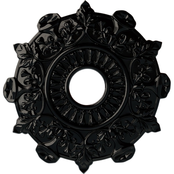 Ekena Millwork Preston Ceiling Medallion (Fits Canopies up to 4"), Hand-Painted Black Pearl, 17 1/2"OD x 4"ID x 1"P CM17PRBPS - main